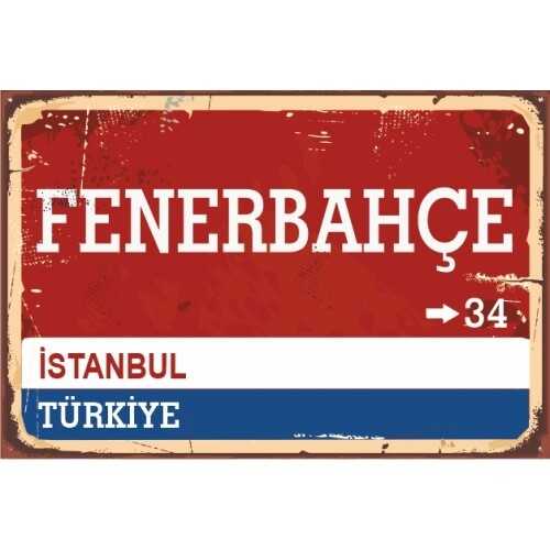 Fenerbahçe Yön Sokak Tabelası Retro Ahşap Poster