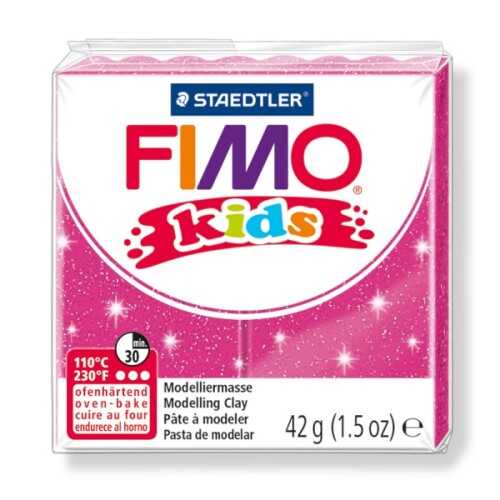 Fimo 8030-262 02 Modelleme Kili Kids Yaldızlı Fuşya