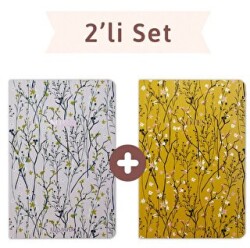 Floral Çizgili Twins 2 Defter Takım - Elaspaper