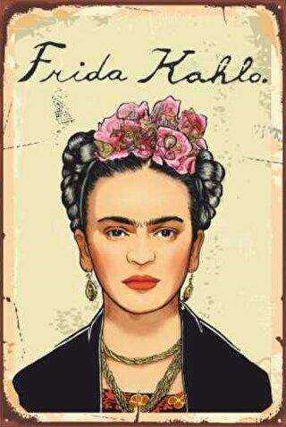 Frida kahlo imzalı retro ahşap poster