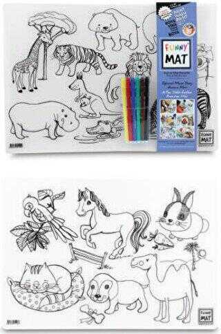Funny Mat Evcil Hayvanlar ve Vahşi Hayvanlar İkili Set - 6`lı Kalem Hediyeli