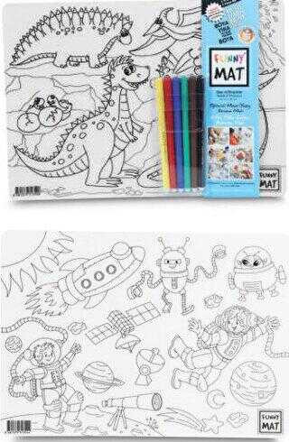 Funny Mat Uzay ve Dinozorlar İkili Set - 6`lı Kalem Hediyeli - Akademi Çocuk