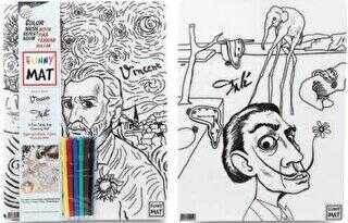 Funny Mat Vincent Van Gogh ve Salvador Dali İkili Set - 6`lı Kalem Hediyeli
