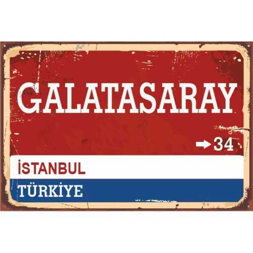 Galatasaray Yön Sokak Tabelası Retro Ahşap Poster