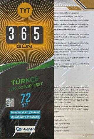 Gezegen Yayıncılık TYT 365 Gün Türkçe 72 Yaprak Test