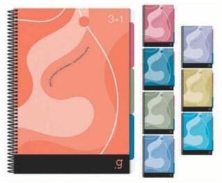Gıpta 6961 Geo Spiralli 3+1 Seperatörlü Pp Kapak Defter A4 140 Yaprak - 1