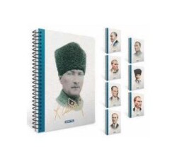 Gıpta Atatürk Defter Çizgili Spiralli Sert Kapak 100 Yaprak 17X24 Cm - Gıpta