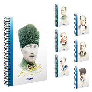 Gıpta Atatürk Defter Kareli Spiralli Sert Kapak 100 Yaprak 17X24 Cm - 1