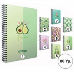Gıpta Avocado Notes Spiralli Karton Kapak Defter A4 80 Yaprak Kareli - Gıpta