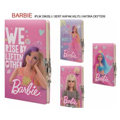 Gıpta Barbie Kilitli İplik Dikiş Sert Kapak Hat Defter 14x20 Cm 96 Yaprak