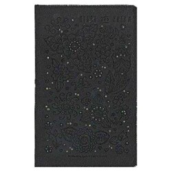 Gıpta Black-Cream Defter Noktalı Deri Kapak İplik Dikiş 120 Yaprak 13X21 Cm - Gıpta