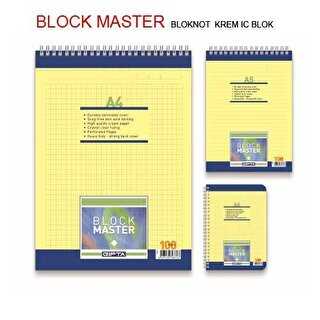 Gıpta Block Master Spiralli Karton Kapak Blok A4 100 Yaprak Çizgili