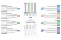 Gıpta F1530 Fosforlu Markör Pastel Simli Çift Uç 4Renk Set - Gıpta