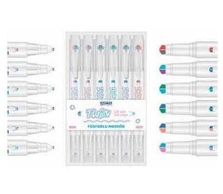 Gıpta F1533 Markör Üç Boyutlu Çift Çizgi Twın Uç 6 Renk Set - 1