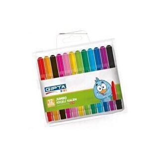 Gıpta Fırça Uçlu Keçeli Boya Kalemi 12 Renk - 1