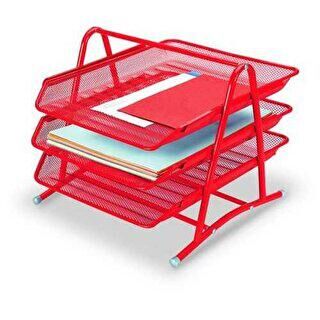Gıpta Metal Masa Seti 3 Kat Hareketli Evrak Rafı Kırmızı - 1