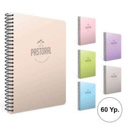 Gıpta Pastoral Spiralli Pp Kapak Defter A4 60 Yaprak Çizgisiz - Gıpta