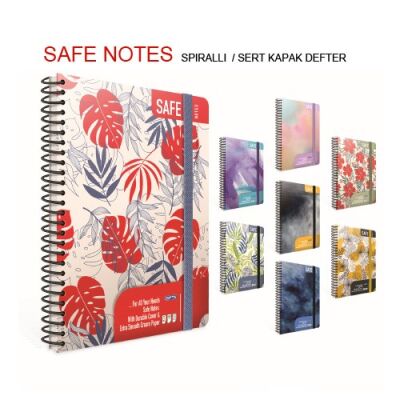 Gıpta Safe Notes Çizgili Defter Spiralli Sert Kapak 120 Yaprak 17x24 Cm - 1
