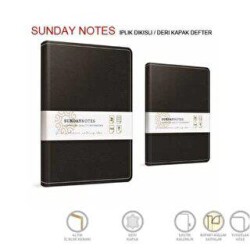 Gıpta Sunday Notes Defter Çizgili İplik Dikiş Deri Kapak 140 Yaprak 19x26 Cm - Gıpta