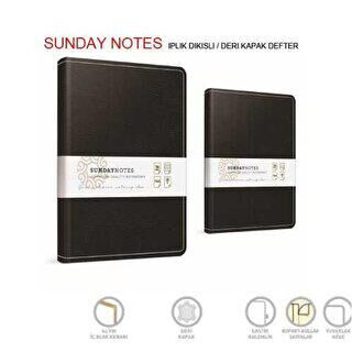 Gıpta Sunday Notes Defter Çizgili İplik Dikiş Deri Kapak 140 Yaprak 19x26 Cm - 1