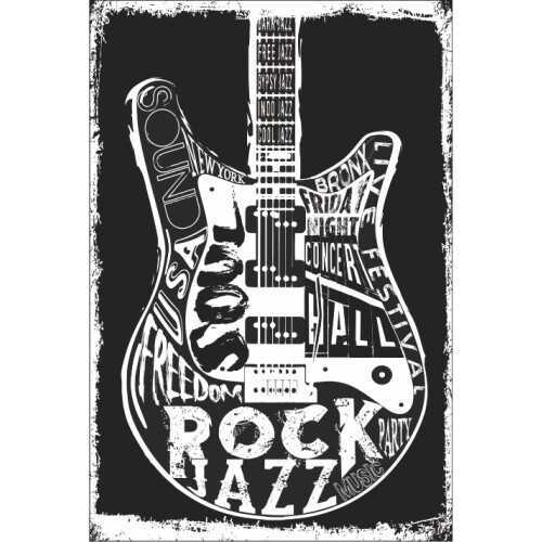 Gitar Retro Vintage Ahşap Poster