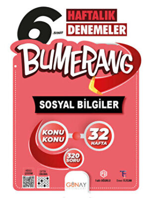 Günay Yayınları 6. Sınıf Sosyal Bilgiler Bumerang 32 Haftalık Denemeler - 1