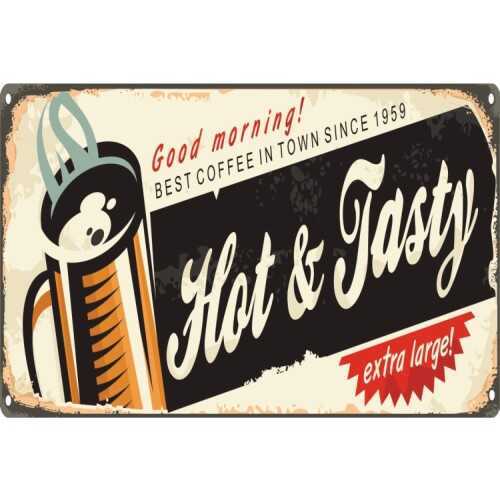 Günaydın Sıcak Kahve Retro Vintage Ahşap Poster