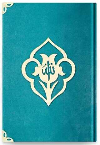 Hafız Boy Kadife Kuran-ı Kerim Turkuaz, Güllü, Mühürlü - 97 Turkuaz - Hayrat Neşriyat