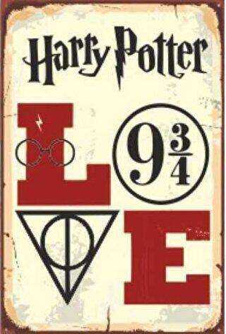 Harry Potter Love Dokuz Çeyrek Gözlük Logo Retro Ahşap Poster