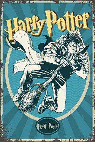 Harry Potter Uçan Süpürge Retro Ahşap Poster