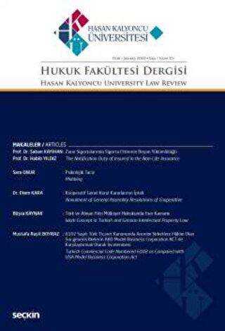 Hasan Kalyoncu Üniversitesi Hukuk Fakültesi Dergisi Sayı:15 Ocak 2018
