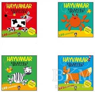Hayvanlar Eğlenceli Şekiller 4 Kitaplık Set - Çakıl Yayınları