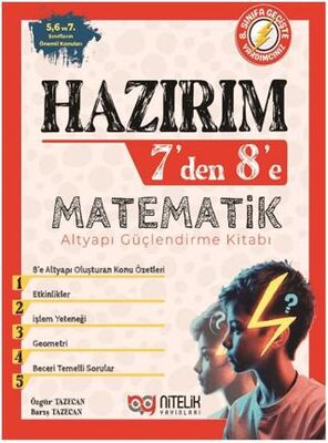 Nitelik Yayınları Hazırım 7` den 8` e Matematik Alt Yapı Güçlendirme Kitabı - 1