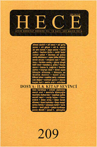 Hece Aylık Edebiyat Dergisi Sayı: 209 - Mayıs 2014 - Hece Dergisi