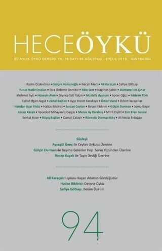Hece Öykü Dergisi Sayı: 94 Ağustos - Eylül 2019 - Hece Dergisi
