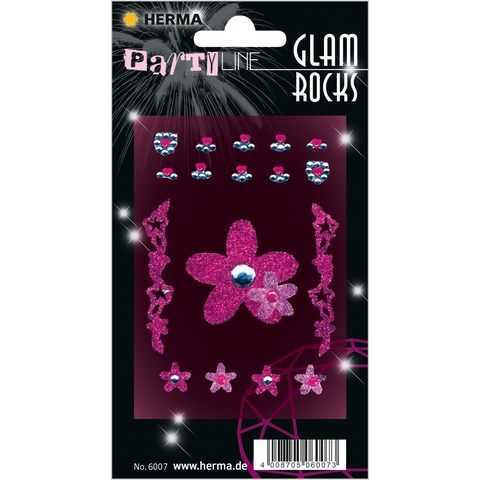 Herma Glamrocks Etiket Işıltılı Pembe Çiçekler