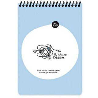 Hisli Şeyler A5 80 Yaprak Çizgili Üstten Spiralli Kareli Kapak Not Defteri Bu Aralar Karışığım - 1