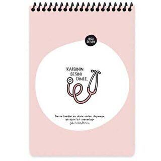 Hisli Şeyler A5 80 Yaprak Çizgili Üstten Spiralli Kareli Kapak Not Defteri - Kalbinin Sesini Dinle - 1