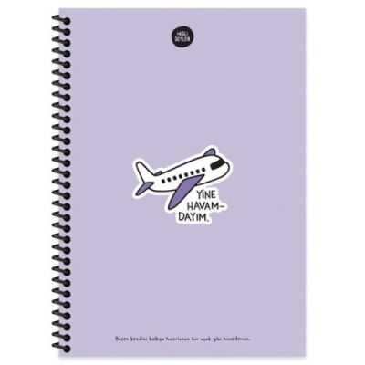 Hisli Şeyler Havamdayım Defter Çizgili Spiralli Sert Kapak 100 Yaprak 17x24 Cm - 1