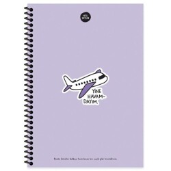 Hisli Şeyler Havamdayım Defter Kareli Spiralli Sert Kapak 100 Yaprak 17x24 Cm - Keskin Color