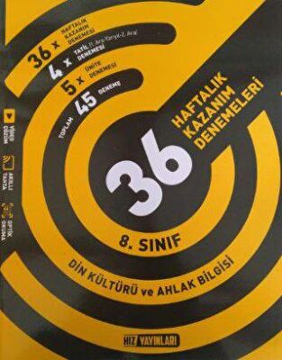 Hız Yayınları 8. Sınıf Din Kültürü ve Ahlak Bilgisi 36 Haftalık Kazanım Denemeleri - 1