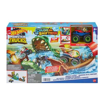 Hot Wheels Monster Trucks Renk Değiştiren Araçlar Timsahdan Kaçış Oyun Seti Hgv14 - 1