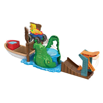 Hot Wheels Monster Trucks Renk Değiştiren Araçlar Timsahdan Kaçış Oyun Seti Hgv14 - 2