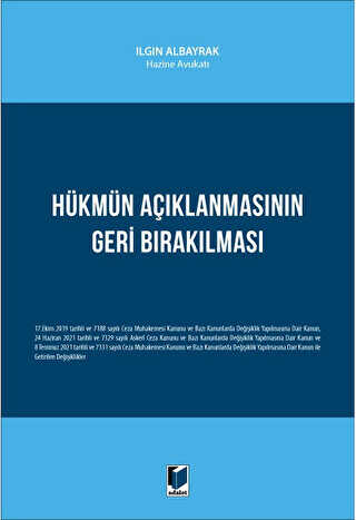 Hükmün Açıklanmasının Geri Bırakılması - Adalet Yayınevi