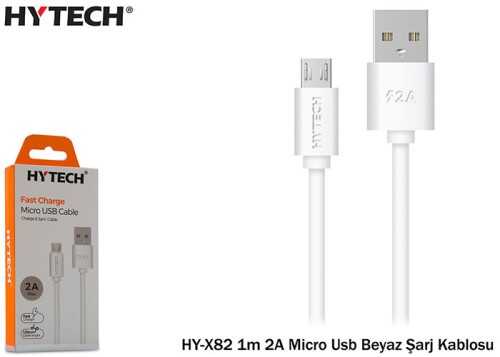 Hytech HY-X82 1m 2A Micro Usb Beyaz Şarj Kablosu