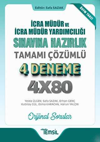 İcra Müdür Ve İcra Müdür Yardımcılığı Sınavına Hazırlık Tamamı Çözümlü 4 Deneme - Temsil Kitap