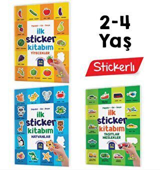 İlk Sticker Kitabım 2-4 Yaş - Yapıştır-Çiz-Boya Taşıtlar-Hayvanlar-Yiyecekler - 1