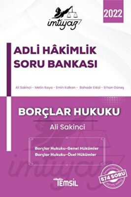 Temsil Kitap İmtiyaz Adli Hakimlik Soru Bankası Borçlar Hukuku - 1