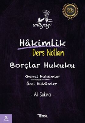 İmtiyaz Borçlar Hukuku Genel Hükümler- Özel Hükümler Hakimlik Ders Notları - 1