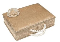 İnci Serisi Ahşap Kadife Kaplamalı Plaket Kutu + Çanta Boy Arapça Kadife Kuran + Cam İnci Tesbih + N - Furkan Neşriyat